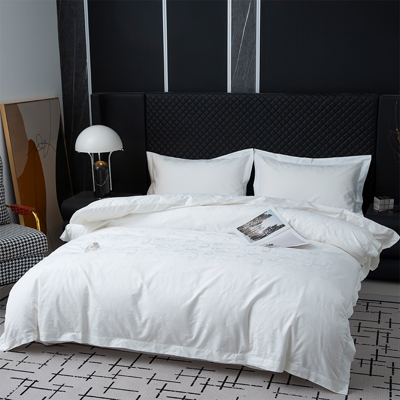 নতুন জ্যাকার্ড 100% কটন সাটিন হোয়াইট হোটেল লিনেন বেডরুম বেডিং শীট সেট নতুন জ্যাকার্ড 100% কটন সাটিন হোয়াইট হোটেল লিনেন বেডরুম বেডিং শীট সেট