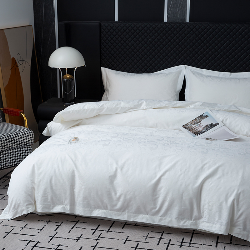 নতুন জ্যাকার্ড 100% কটন সাটিন হোয়াইট হোটেল লিনেন বেডরুম বেডিং শীট সেট নতুন জ্যাকার্ড 100% কটন সাটিন হোয়াইট হোটেল লিনেন বেডরুম বেডিং শীট সেট