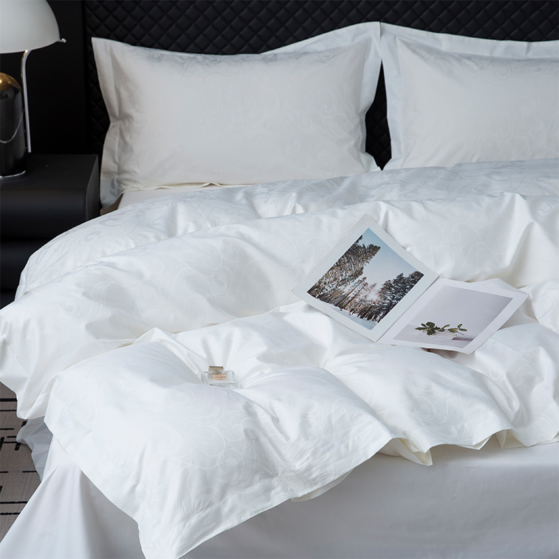 নতুন জ্যাকার্ড 100% কটন সাটিন হোয়াইট হোটেল লিনেন বেডরুম বেডিং শীট সেট নতুন জ্যাকার্ড 100% কটন সাটিন হোয়াইট হোটেল লিনেন বেডরুম বেডিং শীট সেট