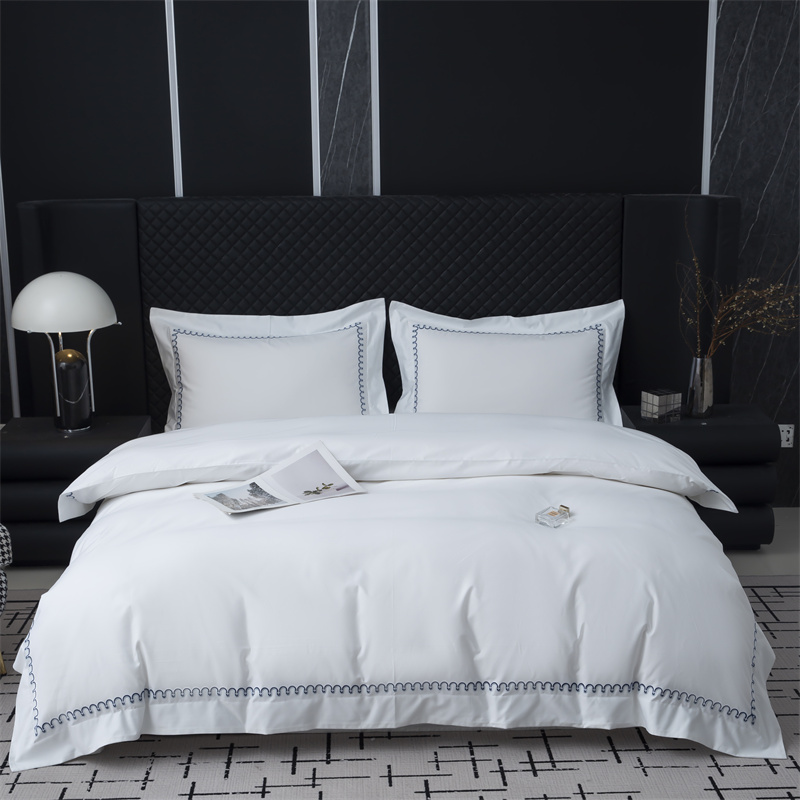 নতুন প্যাটার্ন এমব্রয়ডারি ডিজাইন 500TC কটন সাটিন বেডিং সেট