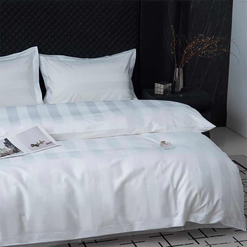 পাঁচতারা হোটেল বেডিং সেটের জন্য 7cm Sateen স্ট্রাইপ প্লেইন সাদা 750TC 100% তুলা পাঁচতারা হোটেল বেডিং সেটের জন্য 7cm Sateen স্ট্রাইপ প্লেইন সাদা 750TC 100% তুলা