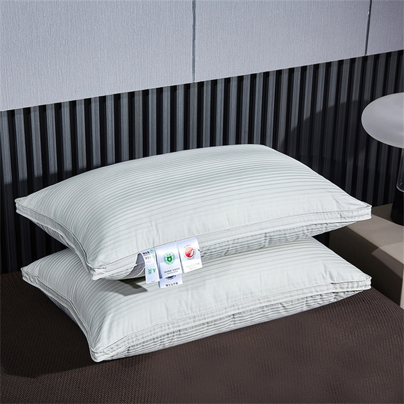 হাঁস নিচে তিন স্তর ভর্তি বালিশ Sateen স্ট্রাইপ বালিশ